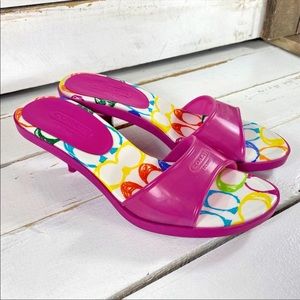 Coach Logo Colorful Kitten Heels